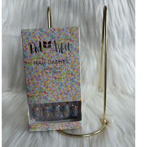 Red Aspen Nail Dashes- Estel's Easel (pastel dotted short, square nails)